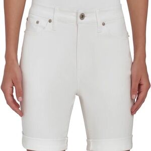 DKNY White Bermuda Shorts with Frayed Hem